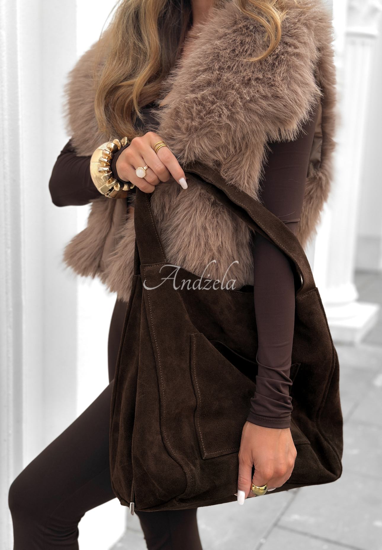 Wildlederhandtasche Inspire to Aspire Schokoladenbraun