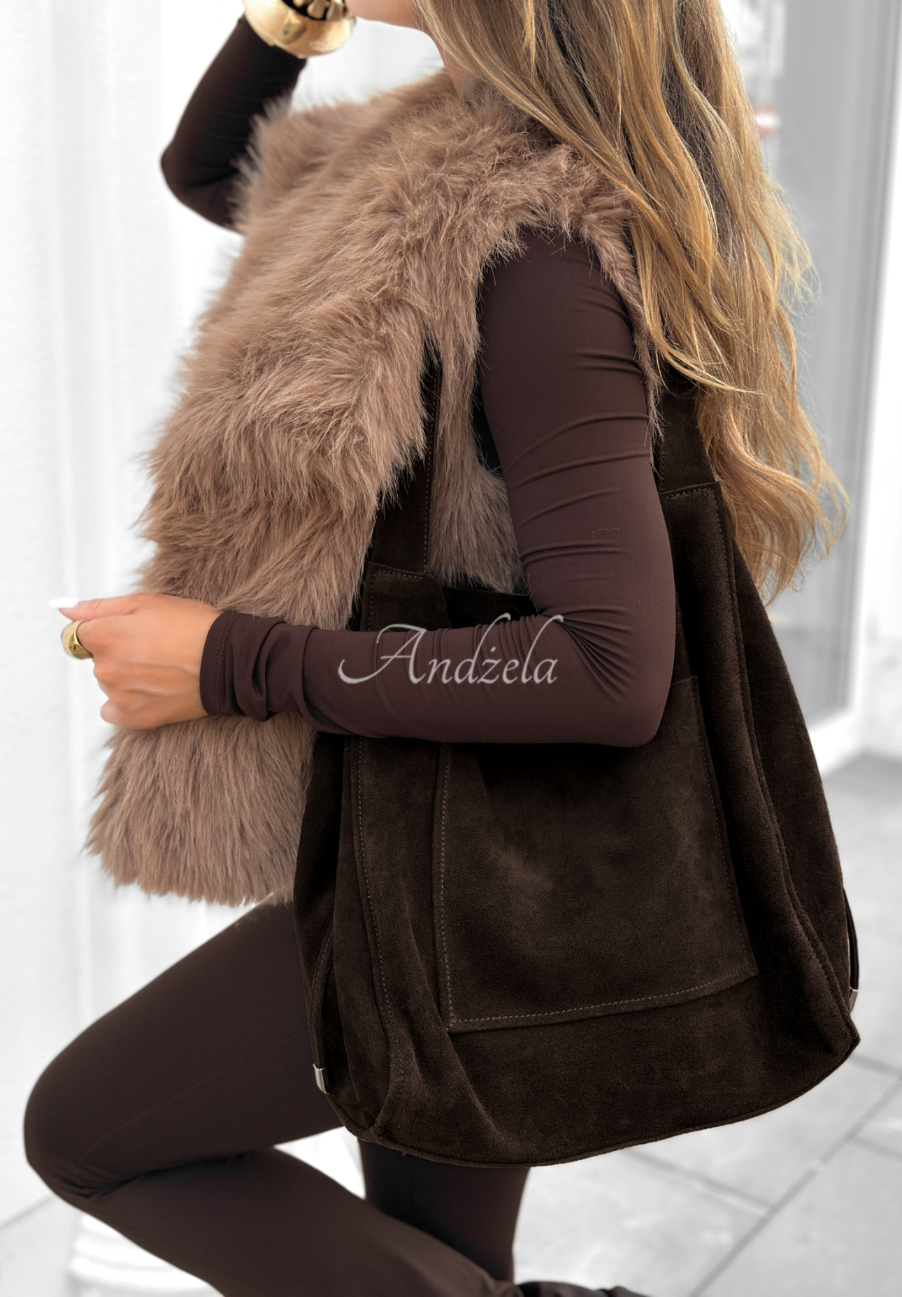 Wildlederhandtasche Inspire to Aspire Schokoladenbraun