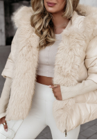 Krótka pikowana Jacke z futerkiem Frosty Horizon Beige