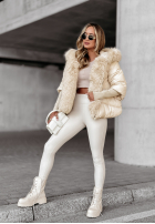 Krótka pikowana Jacke z futerkiem Frosty Horizon Beige