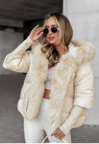 Krótka pikowana Jacke z futerkiem Frosty Horizon Beige