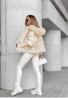 Krótka pikowana Jacke z futerkiem Frosty Horizon Beige