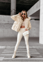 Krótka pikowana Jacke z futerkiem Frosty Horizon Beige