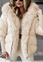 Krótka pikowana Jacke z futerkiem Frosty Horizon Beige