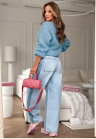 Miękki moherowy sweterek z dekoltem Sweet Cotton Candy Himmelblau