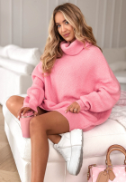 Dzianinowa Kleid z golfem New In Town Rosa