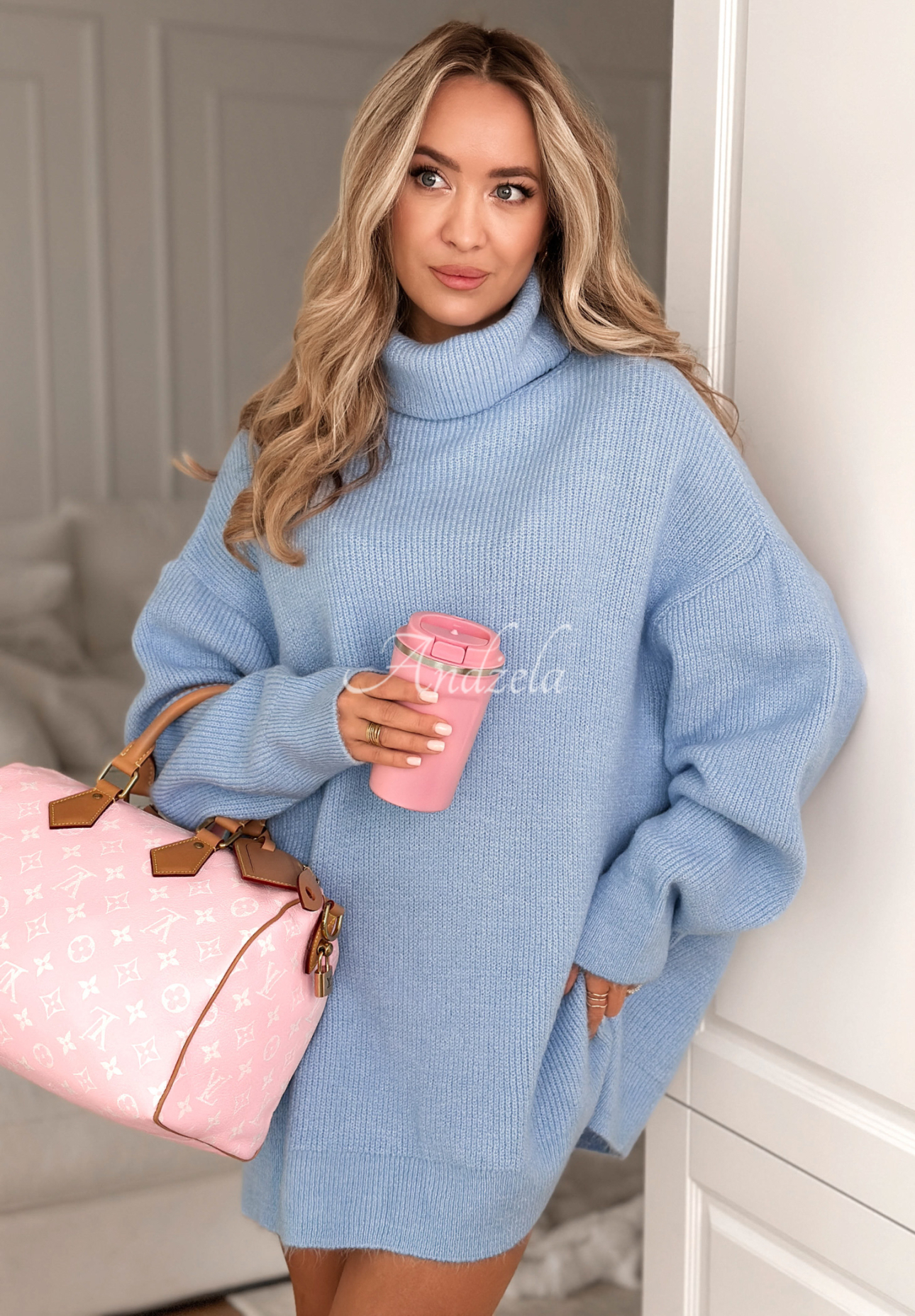 Rollkragenpullover Mavi Himmelblau II