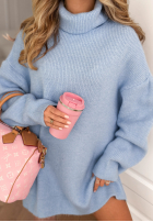 Dzianinowa Kleid z golfem New In Town Himmelblau