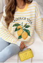 Miękki Pullover w paski La Dolce Vita Lemonita biało-Gelb