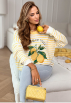Miękki Pullover w paski La Dolce Vita Lemonita biało-Gelb