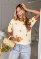 Miękki Pullover w cytrynki Summer Fruits biało-Gelb