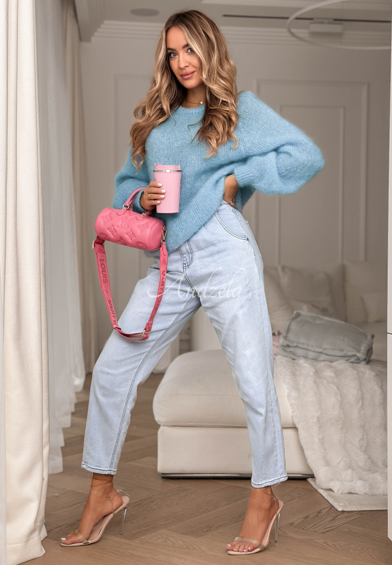 Mohair sweater Warm Hug blue