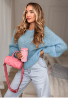 Moherowy Pullover Warm Hug Himmelblau