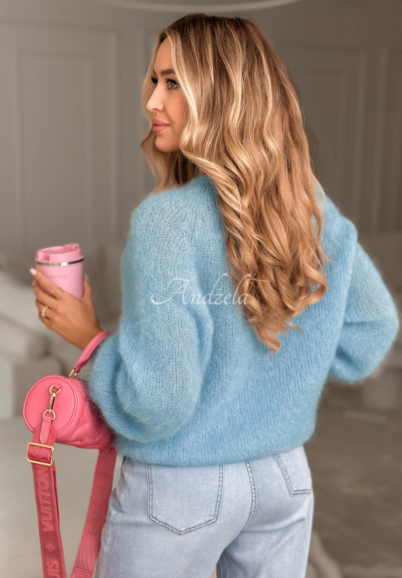 Mohair sweater Warm Hug blue