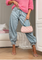 Hose Jeans banana z paskiem Leave A Message Hellblau