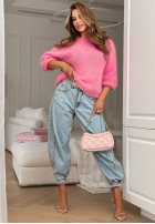 Hose Jeans banana z paskiem Leave A Message Hellblau