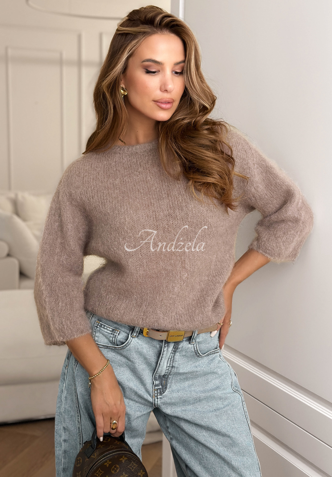 Mohairpullover Give Me Space Mokkafarben