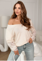 Leicht Pullover z koronką Sun Springs Beige