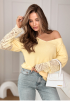 Leicht Pullover z koronką Sun Springs Gelb