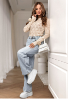 Koronkowa Bluse longsleeve z różami Lace & Roses Beige