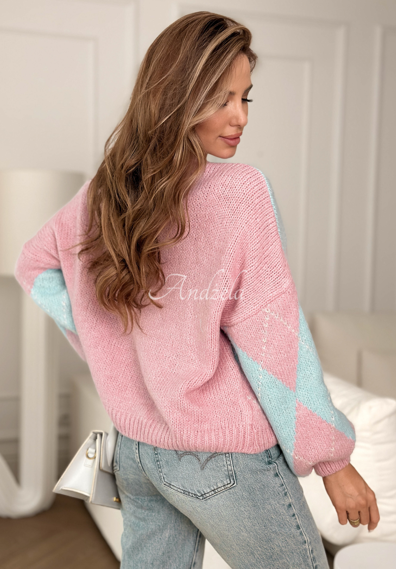 Soft romper sweater with wool and viscose The Most Beautiful pink and blue