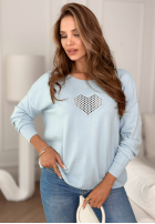 Leicht Pullover z ażurowym sercem From The Heart Himmelblau