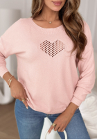 Leicht Pullover z ażurowym sercem From The Heart Puderrosa