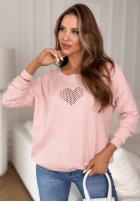 Leicht Pullover z ażurowym sercem From The Heart Puderrosa