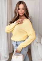 Leicht Pullover z koronką Till April Gelb