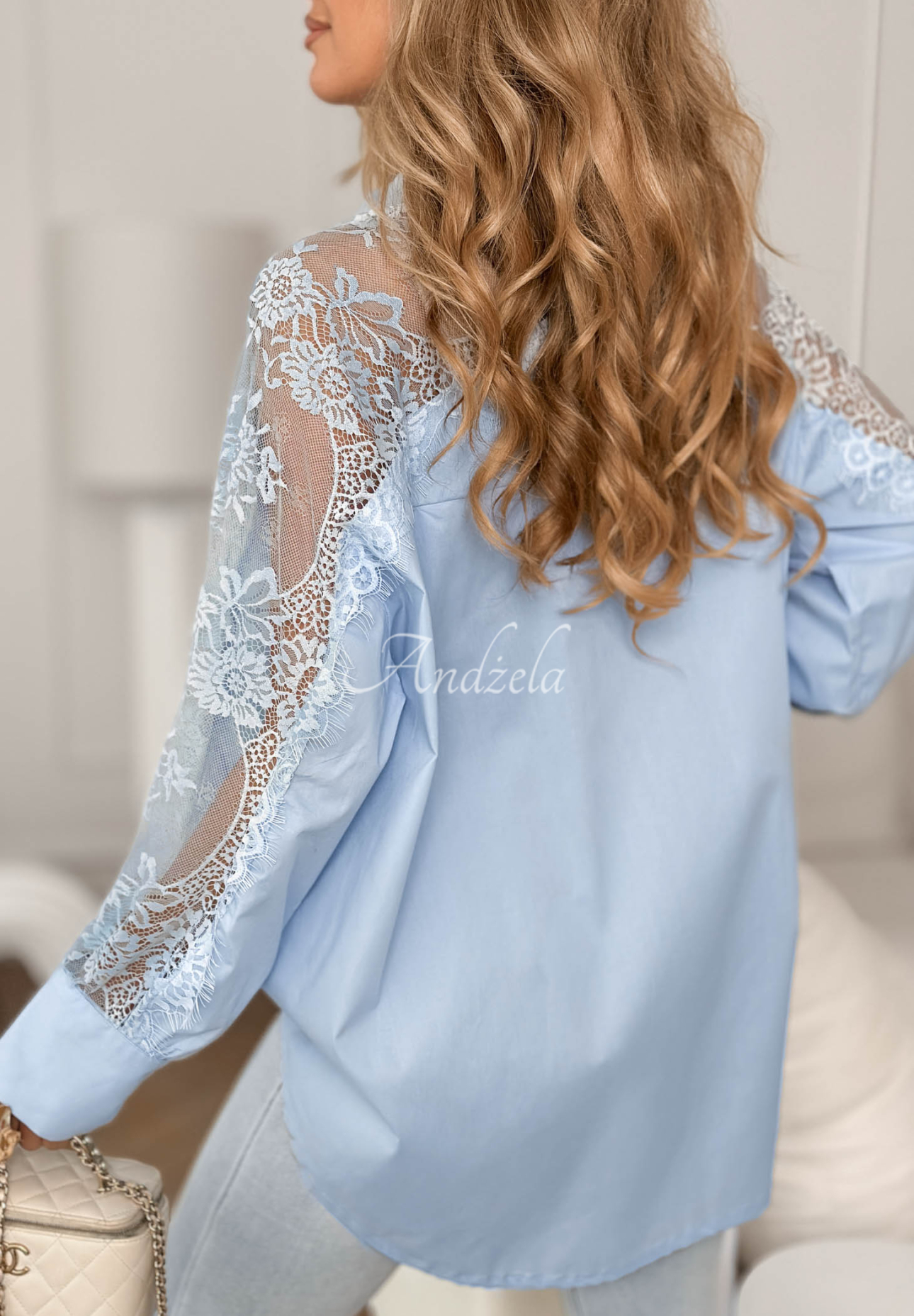Touch of Lace cotton lace shirt blue