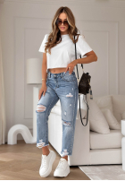 Hose Jeans z przetarciami Lost In Thought Blau