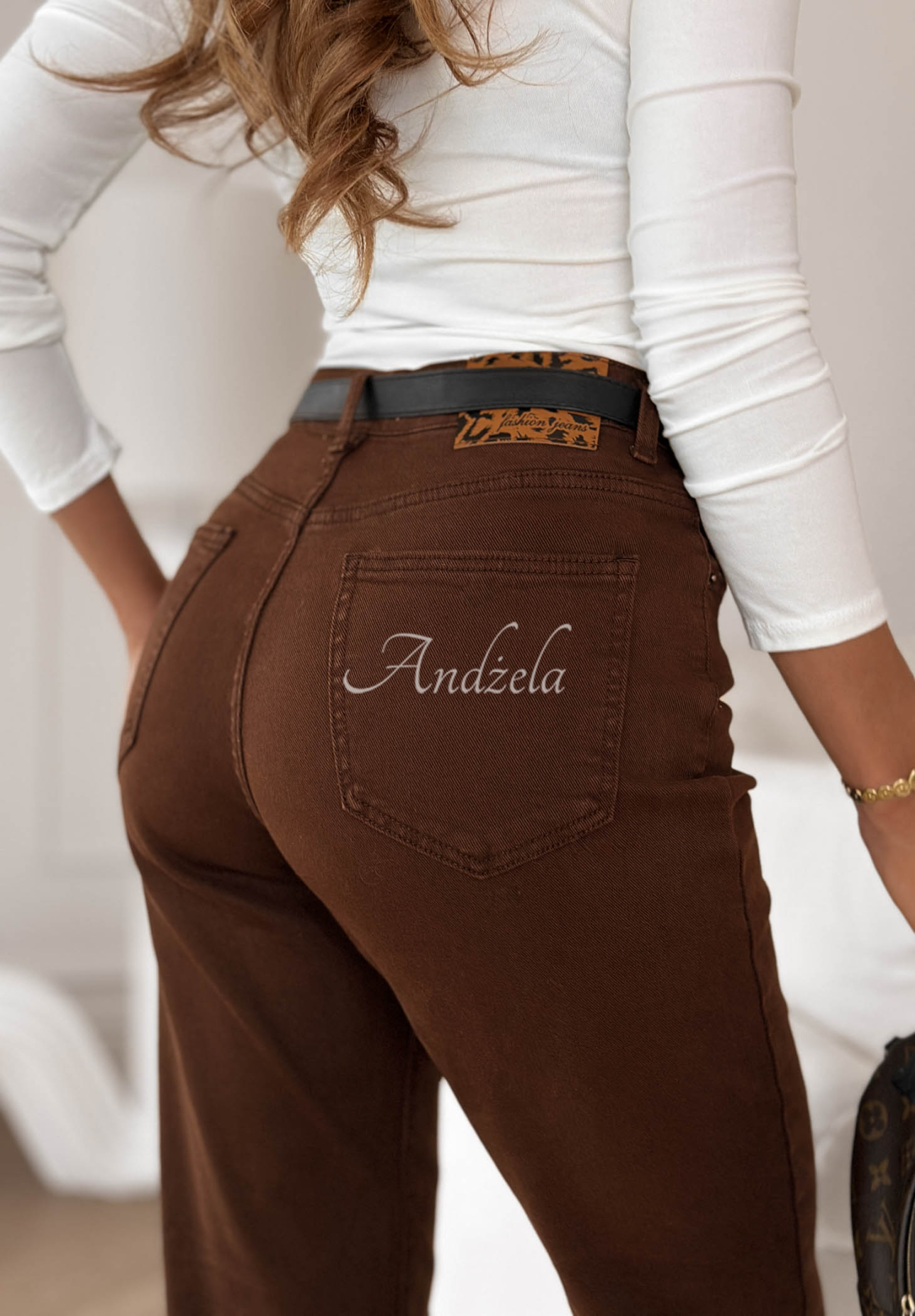 Follow My Steps chocolate denim baggy fit pants