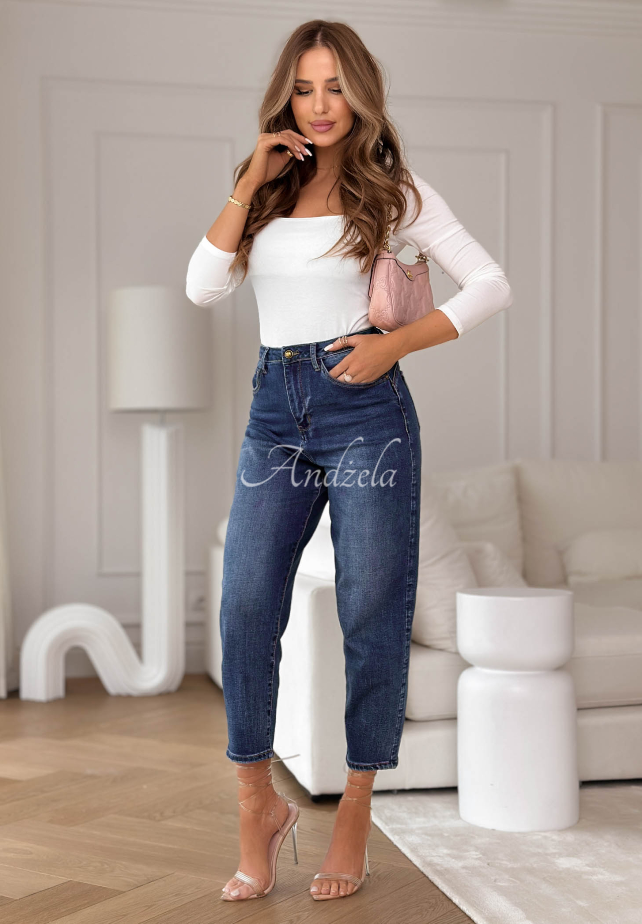 Loud Silence blue denim mom fit pants