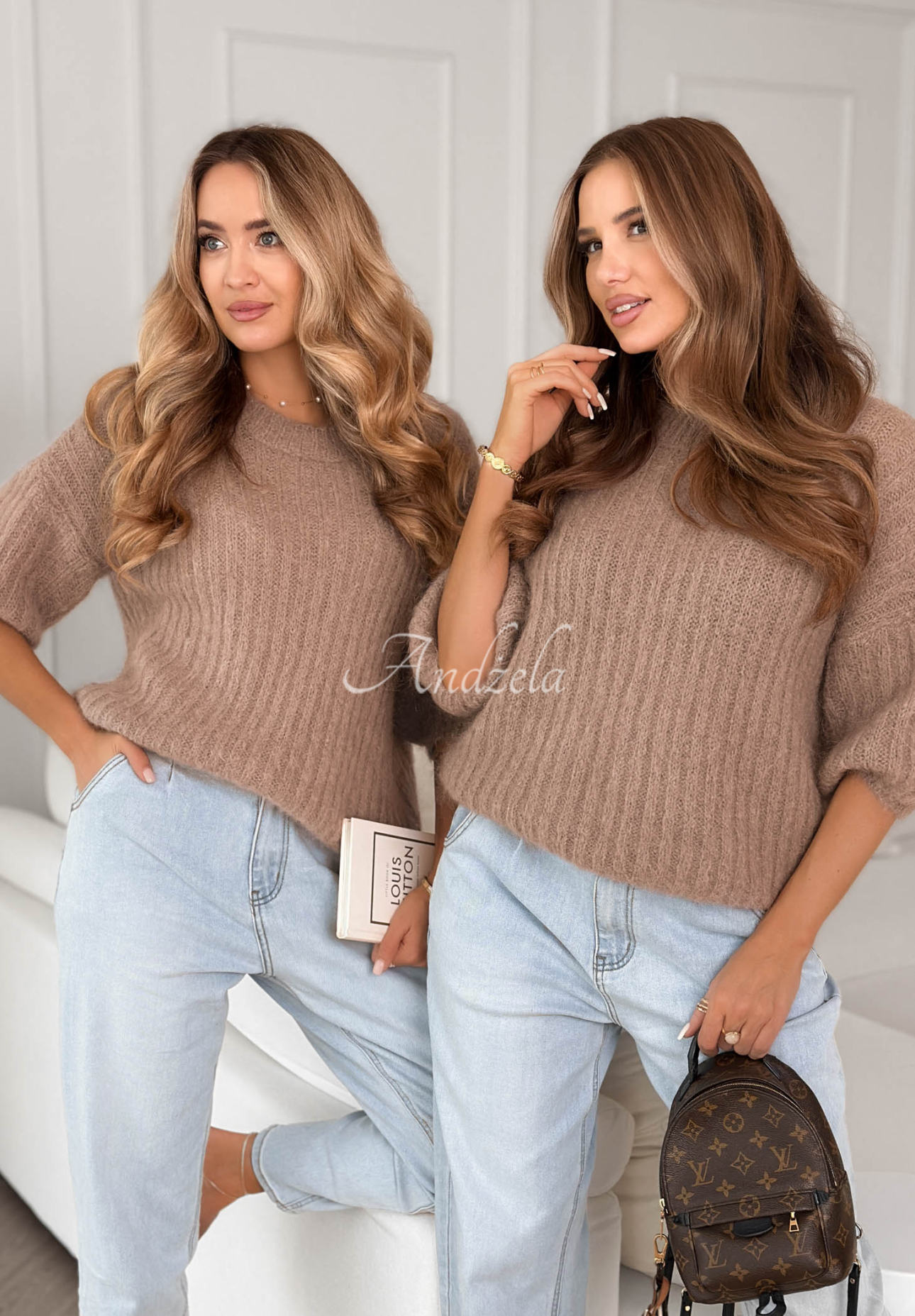 Mohairpullover mit Wolle On Airplane Mokkafarben