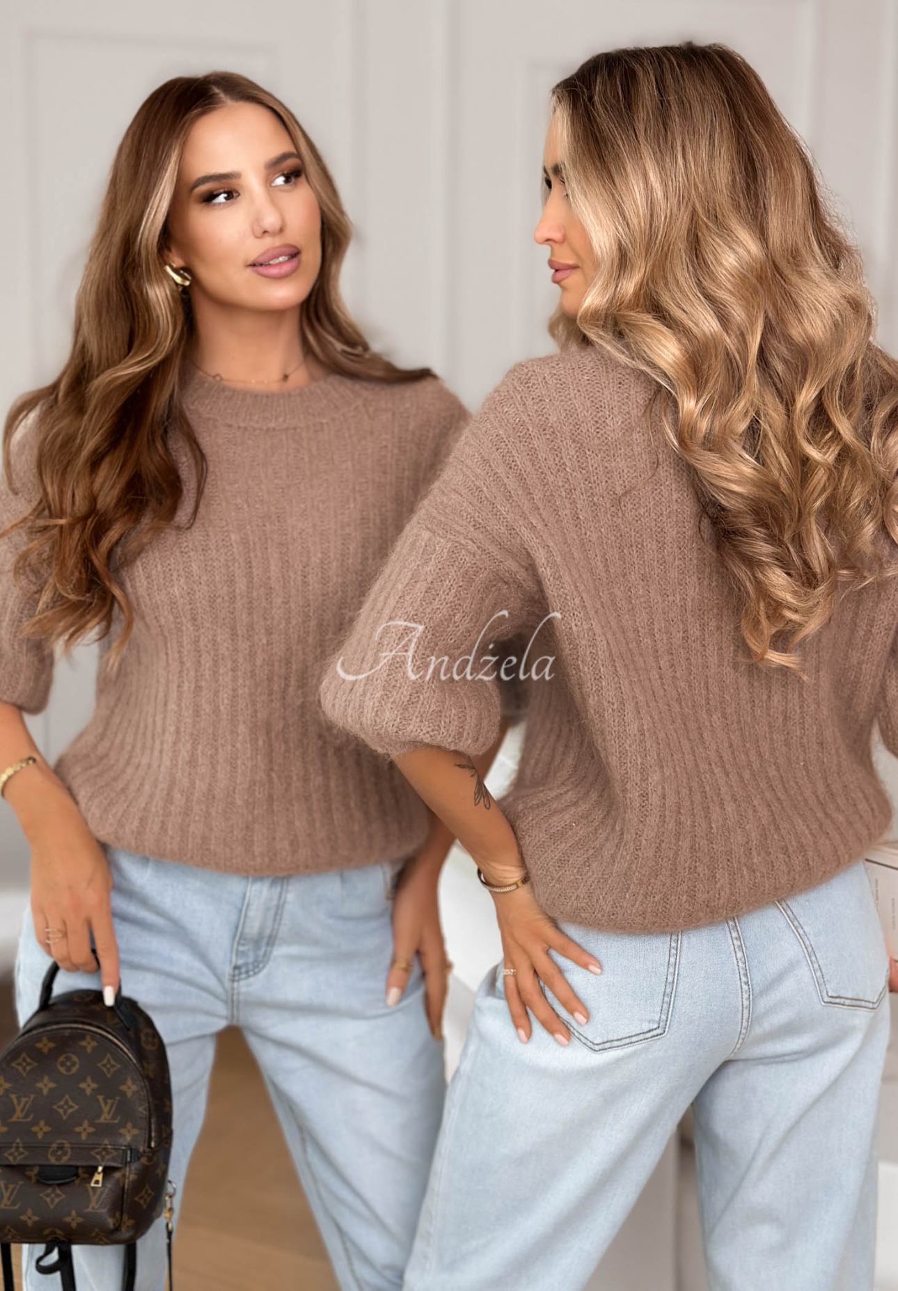 Mohairpullover mit Wolle On Airplane Mokkafarben