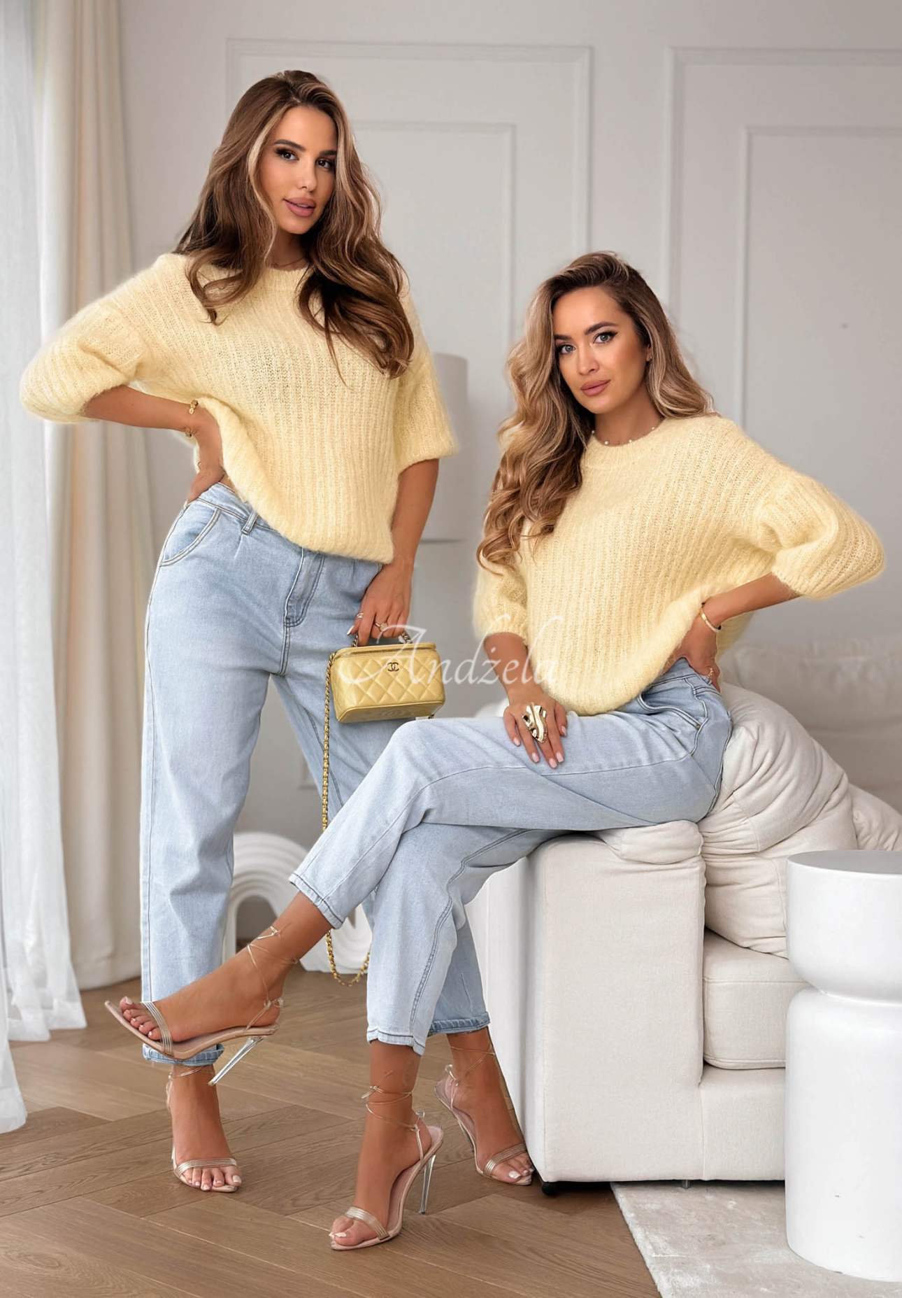 Mohairpullover mit Wolle On Airplane Gelb