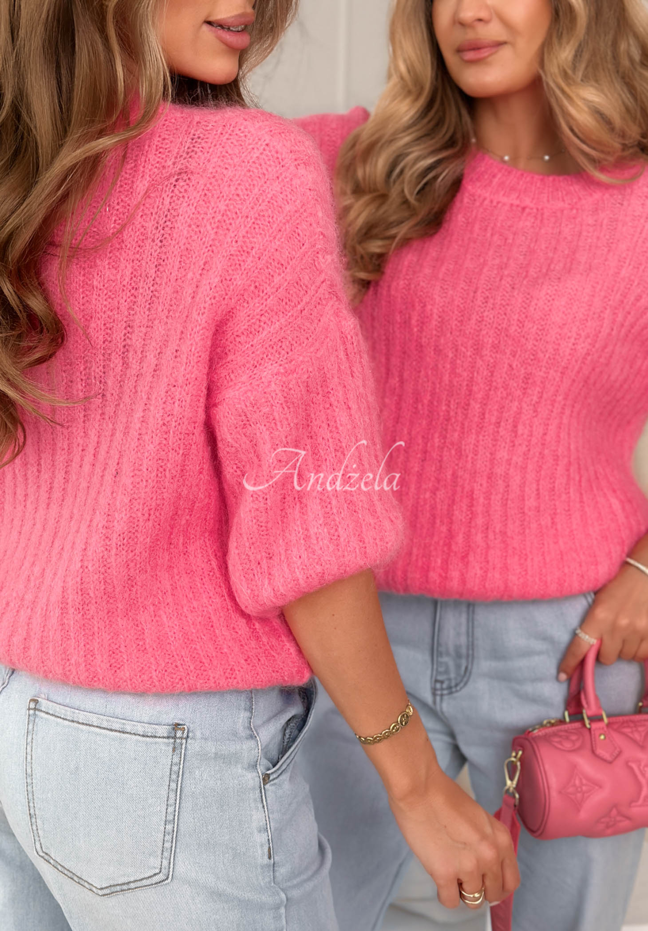 Mohairpullover mit Wolle On Airplane Rosa