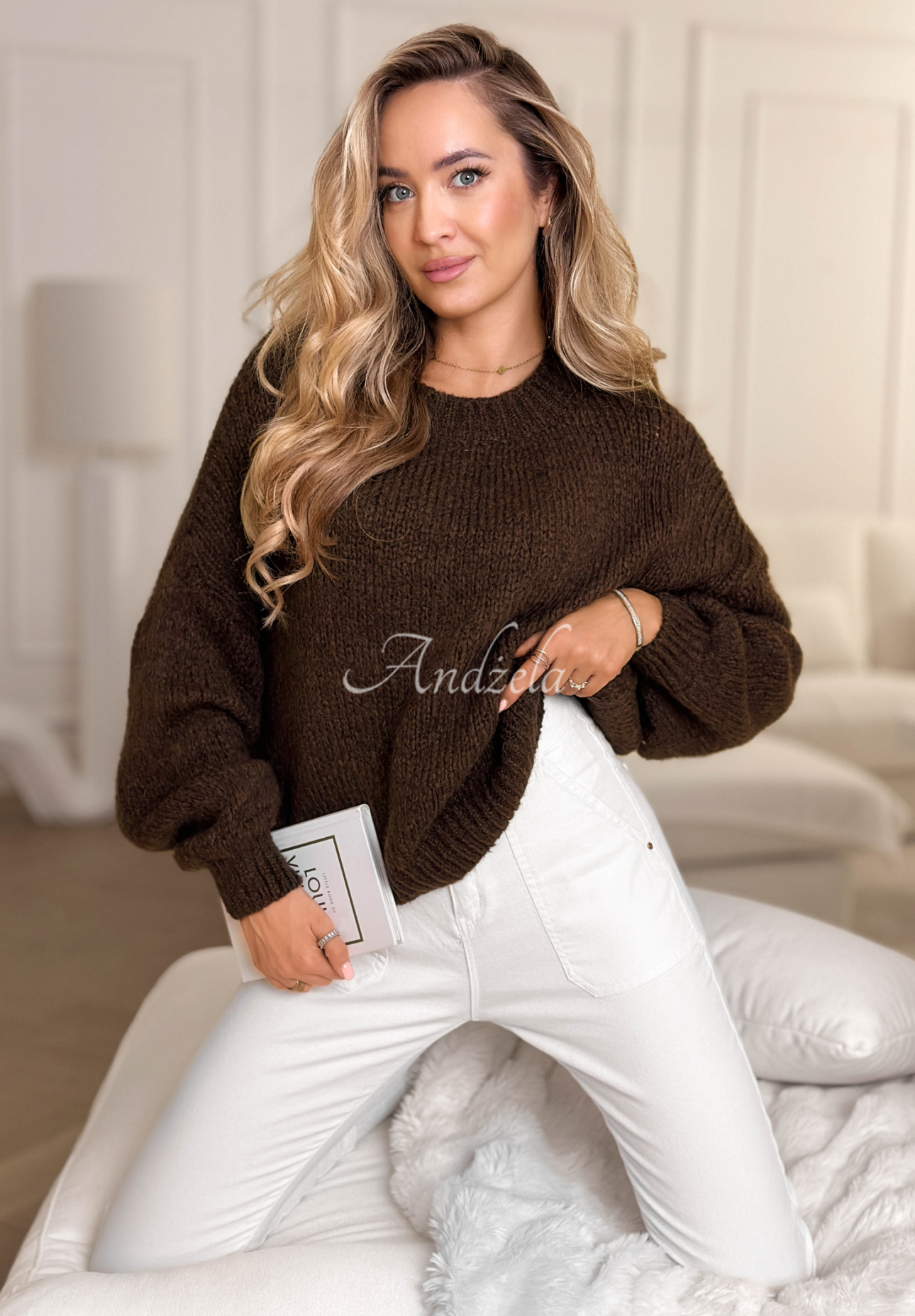 Pullover mit Puffärmeln Maybe Never Schokoladenbraun