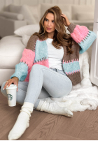Krótki Cardigan oversize Color Burst niebiesko-Rosa