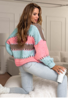Krótki Cardigan oversize Color Burst niebiesko-Rosa