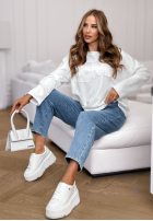 Bluse z napisem Flowers & Love Gelb