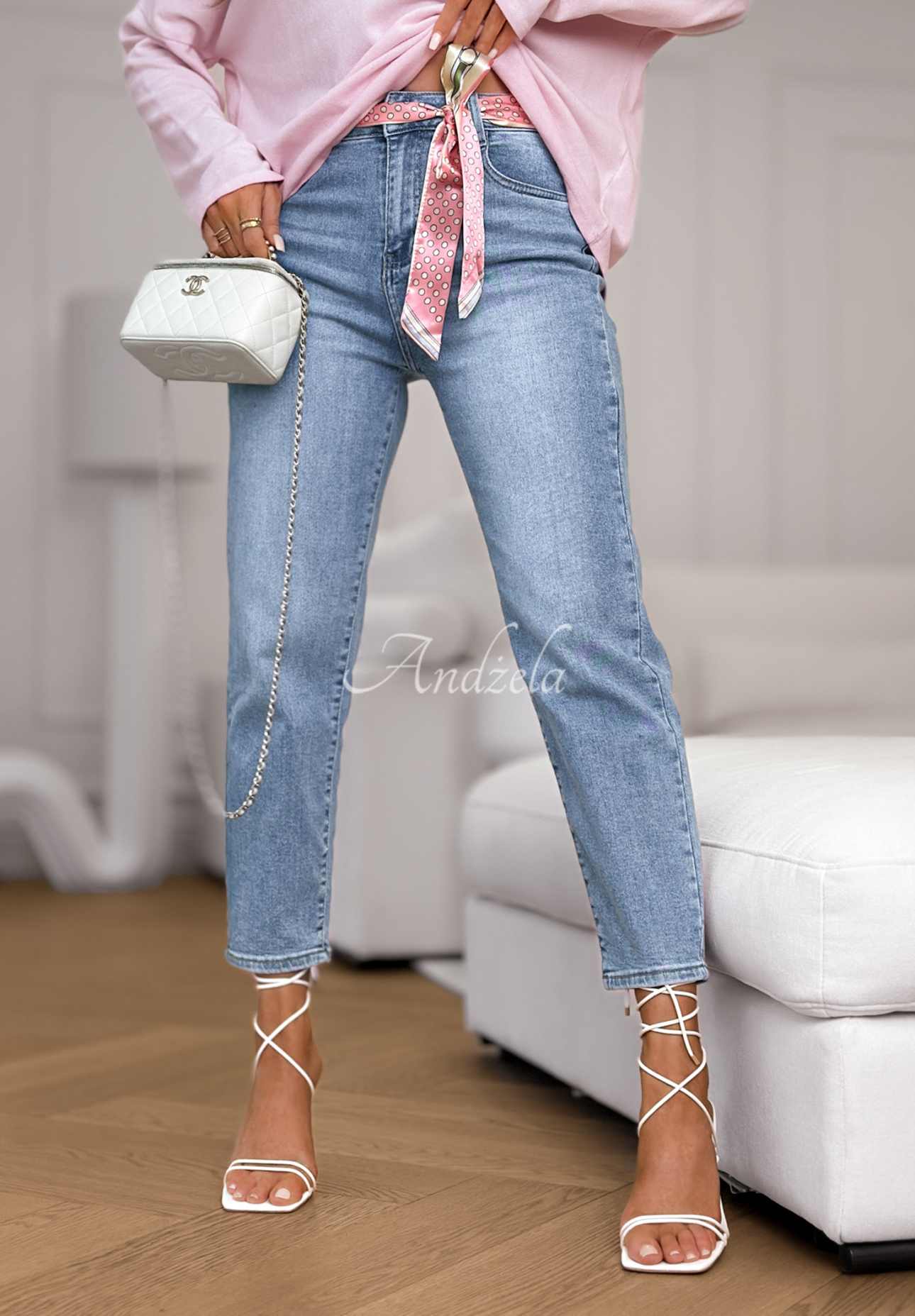 Jeans mom fit mit Gürtel Real For You Blau