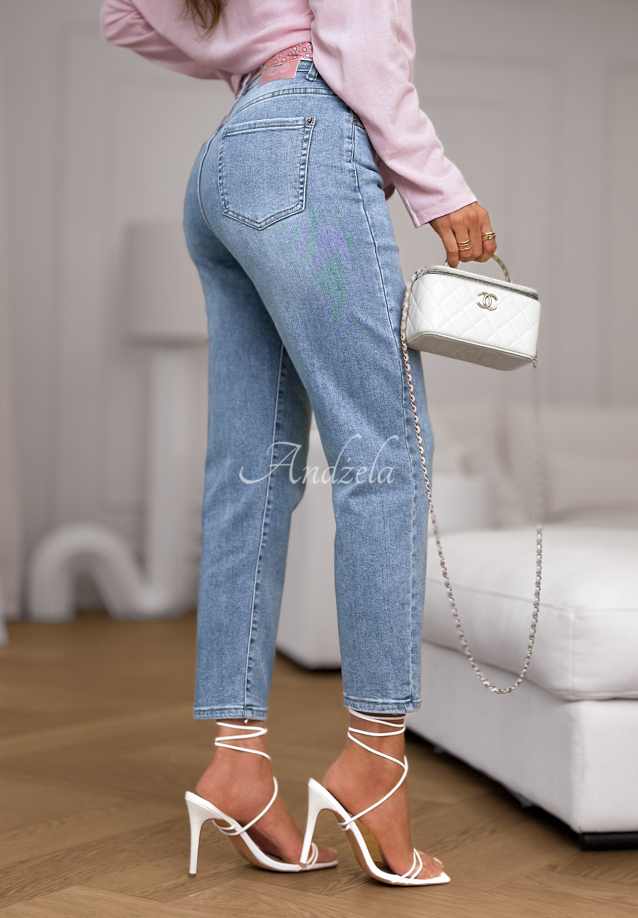 Jeans mom fit mit Gürtel Real For You Blau