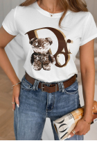 T-Shirt z nadrukiem Glam Bear Weiß