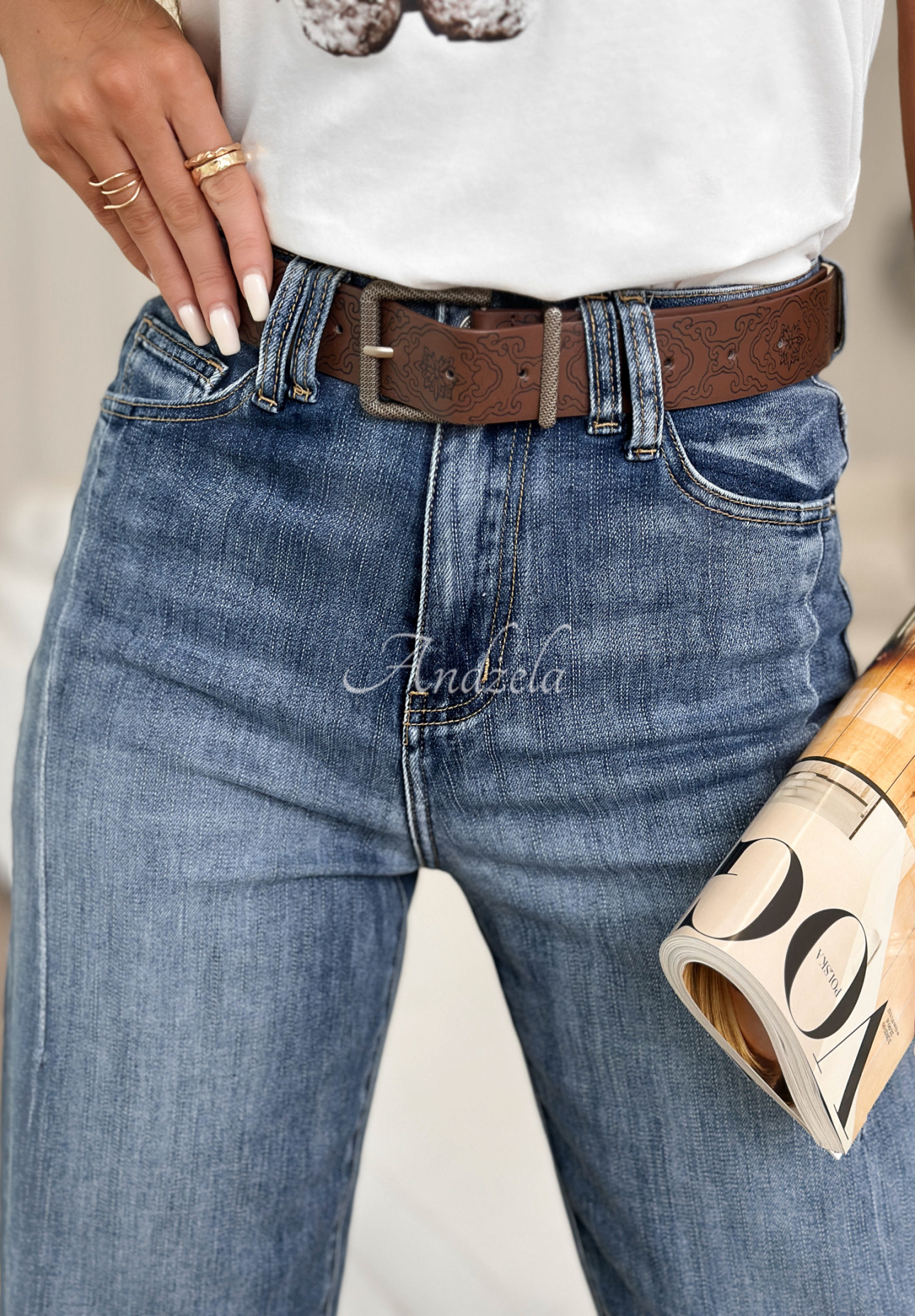 Mom-Fit Jeans mit Gürtel Are You Sure Blau