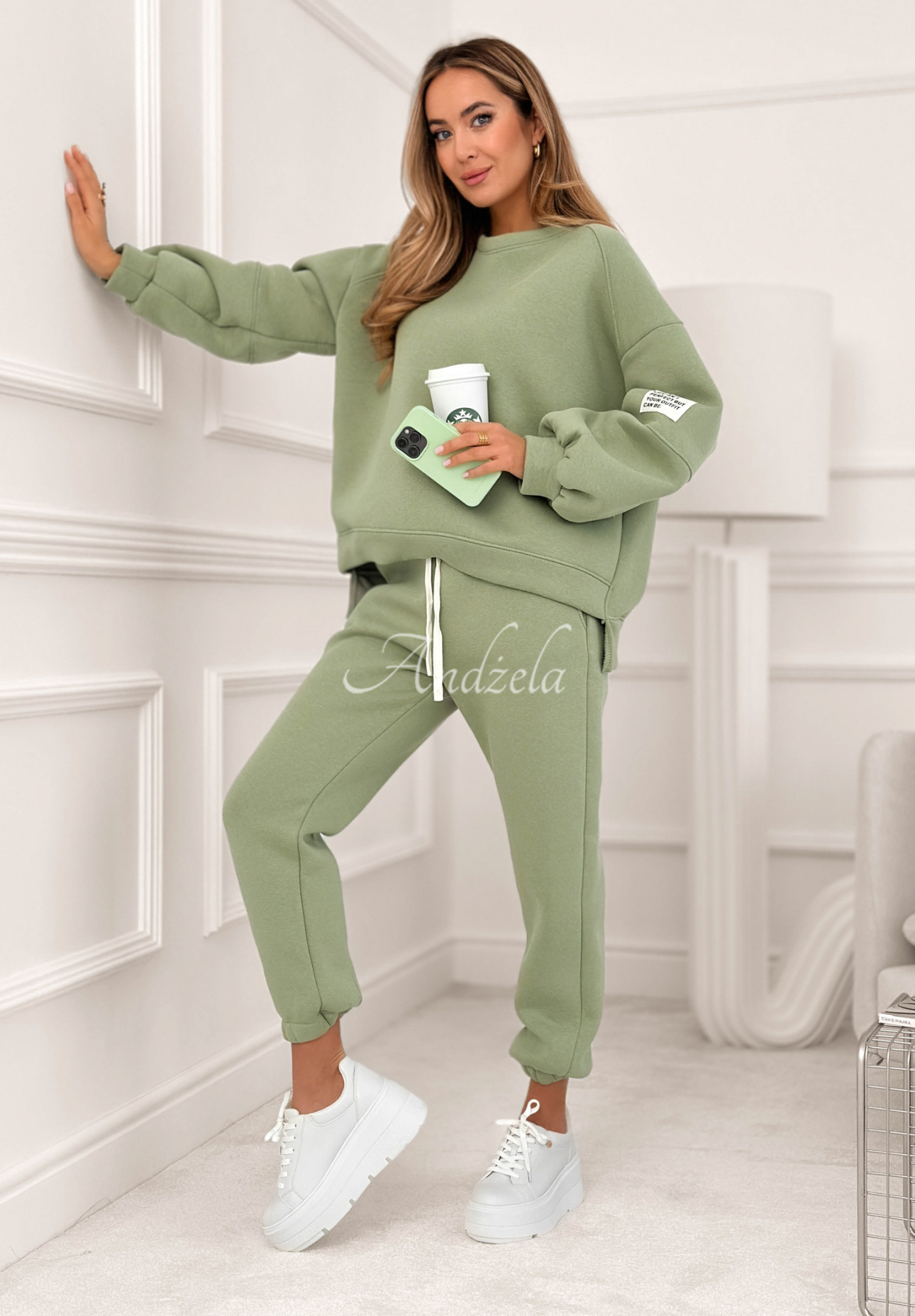 Baumwoll-Trainingsanzug Fits Me Perfectly salbeigrün