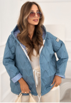 Krótka pikowana Jacke z kapturem Springtime Starts Himmelblau