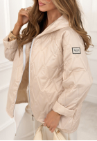 Krótka pikowana kurtka z kapturem Springtime Starts beżowa