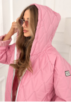 Krótka pikowana kurtka z kapturem Springtime Starts różowa
