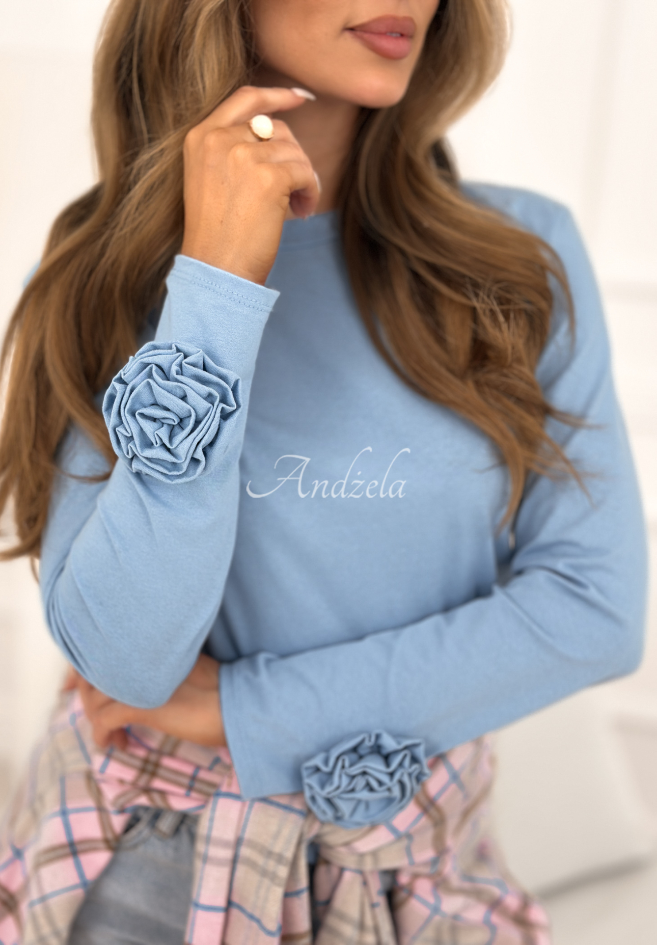 Baumwollbluse mit Rosen Come With Me Blau